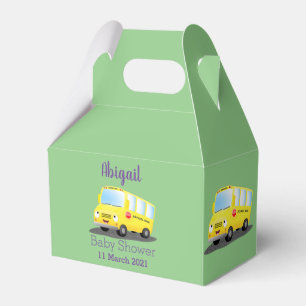 Caixinha De Lembrancinhas Um desenho animado de ônibus escolar amarelo boni