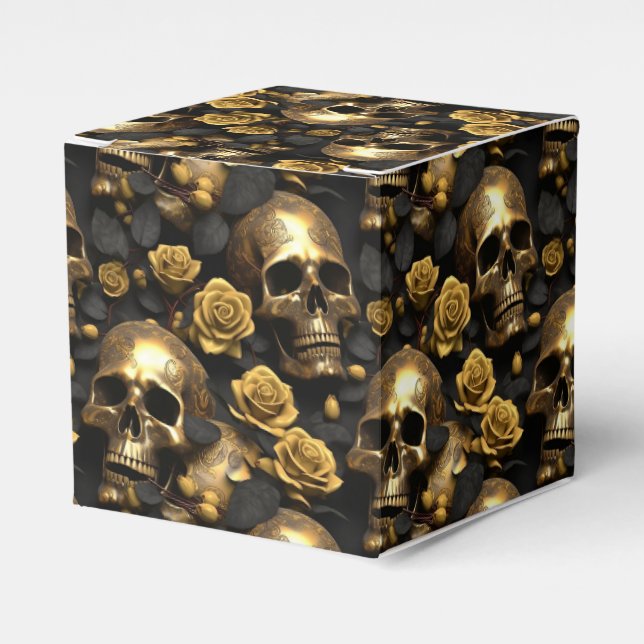 Caixinha De Lembrancinhas Um Design 8 da série Skull e Rosa (Frente)