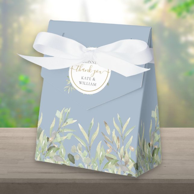 Caixinha De Lembrancinhas Um doce Casamento Verde Iniciante Dusty Blue (A Sweet Beginning Greenery Wedding Dusty Blue Favor Box)