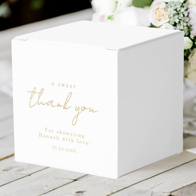 Caixinha De Lembrancinhas Um doce obrigado! Mínimo, luxo, chá de panela (Personalized "A sweet thank you!"  Minimal, luxury, bridal shower Favor Boxes with your name & date.)
