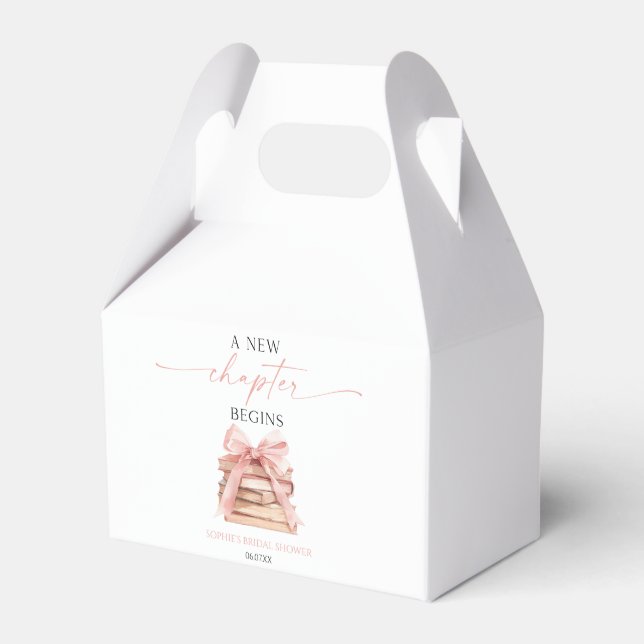 Caixinha De Lembrancinhas Um Novo Capítulo Começa Pink Bow Books Chá de Noiv (Frente)