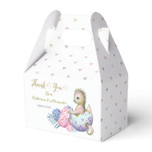 Um obrigado com um lindo dragão de chá de fraldas.