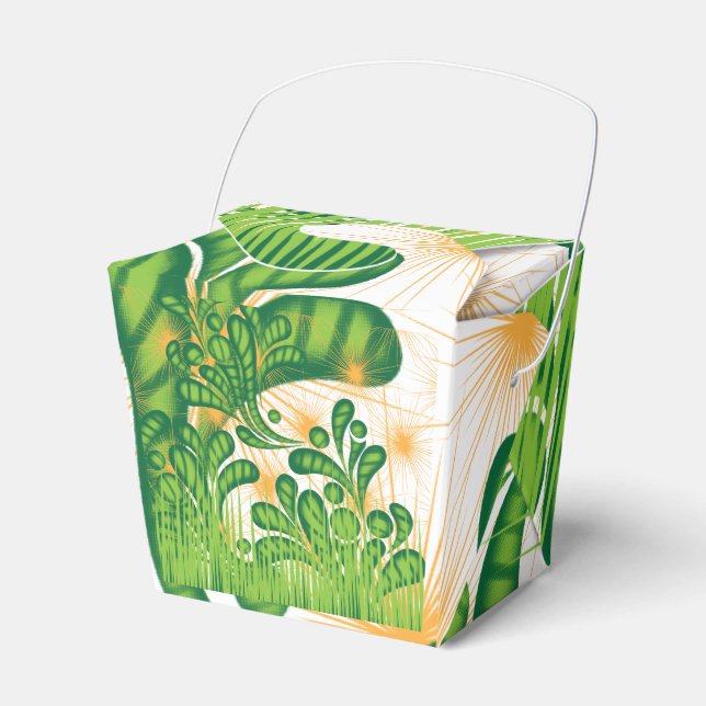 Caixinha De Lembrancinhas Um padrão artístico verde e dourado representando  (Frente)