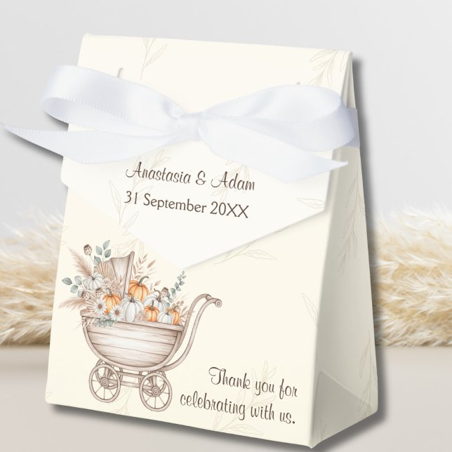 Caixinha De Lembrancinhas Um Pequeno Chá de fraldas Pumpkin Boho (A Little Pumpkin Is On The Way Baby Shower Favor Box)