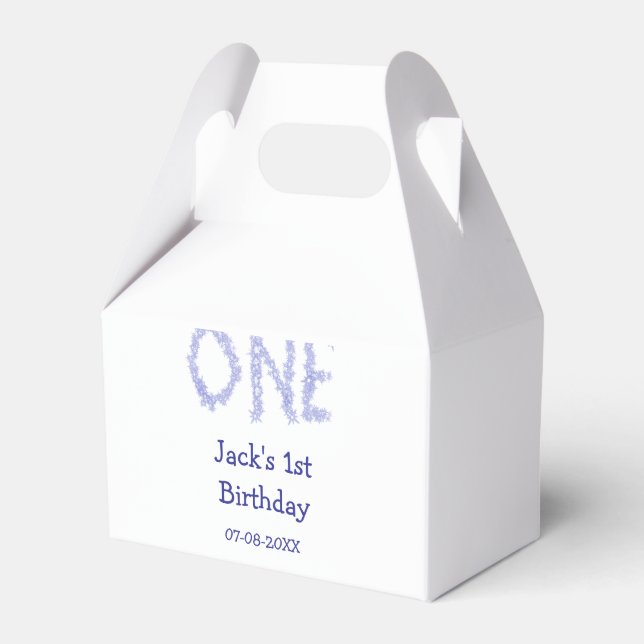 Caixinha De Lembrancinhas Um primeiro aniversario moderno de menino brilhant (Frente)