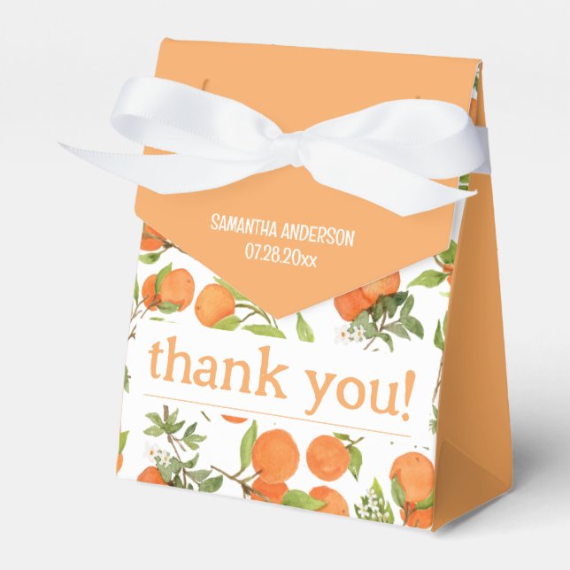 Caixinha De Lembrancinhas Uma Pequena Mensagem Oculta Laranja Cutie Obrigado (Frente)