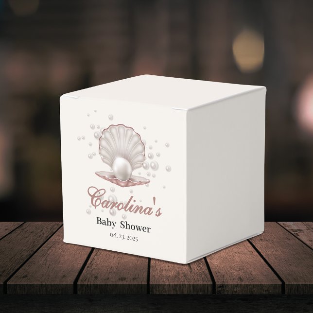 Caixinha De Lembrancinhas uma pérola sob o chá de fraldas do mar (Criador carregado)