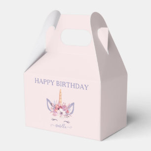 Caixinha De Lembrancinhas Unicorn floral watercolor aniversário