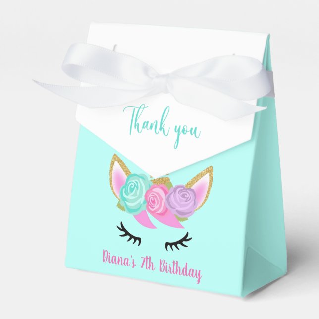 Caixinha De Lembrancinhas Unicórnio de Aniversário da Menina (Frente)