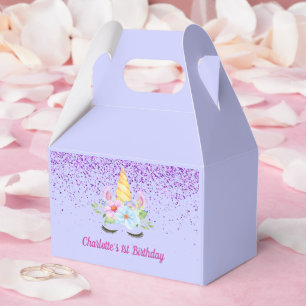 Caixinha De Lembrancinhas Unicórnio Mágico Floral Aquarela Aniversário de 1