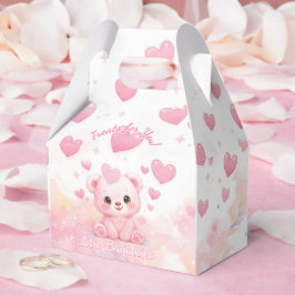 Caixinha De Lembrancinhas Ursinhos de Aniversário Rosa Pastel Fofos