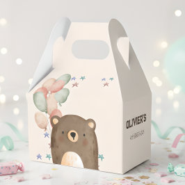 Caixinha De Lembrancinhas Urso aquoso com balões festa de aniversário