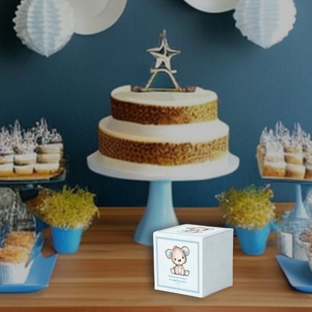 Caixinha De Lembrancinhas Urso Castanho-Gelado Branco Azul (Criador carregado)