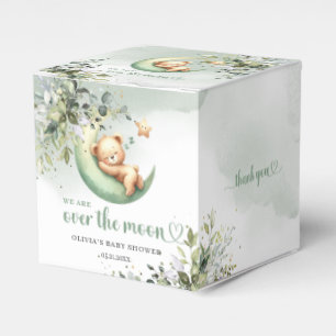 Caixinha De Lembrancinhas Urso de peluche Boho eucalyptus sobre o verde-lua