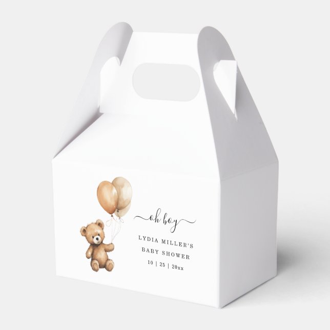 Caixinha De Lembrancinhas Urso de pelúcia Balões chá de fraldas Sexo neutro (Frente)