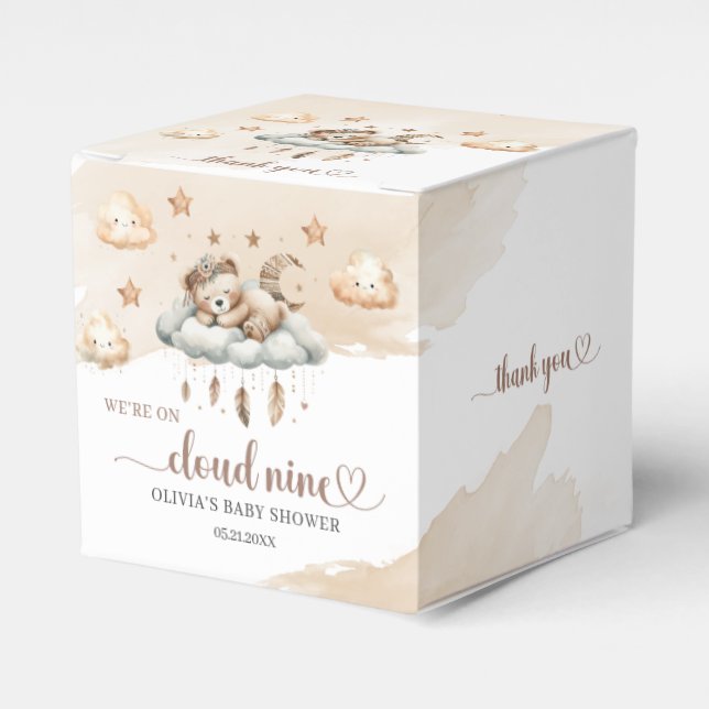 Caixinha De Lembrancinhas Urso de pelúcia castanho-claro-d-água; (Frente)