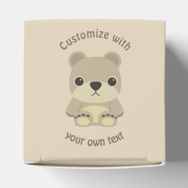 Caixinha De Lembrancinhas Urso de Teddy de Cartoon de Texto Personalizado (Topo)