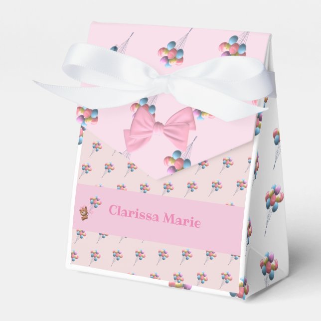 Caixinha De Lembrancinhas Urso e Balões Cons Personalizados (Frente)