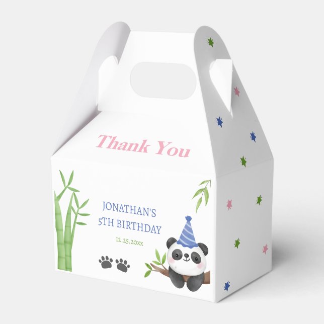 Caixinha De Lembrancinhas Urso Panda Bambu Verde Aniversário Infantil  (Frente)