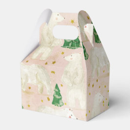 Caixinha De Lembrancinhas Ursos Polares de Natal Bonitos na Floresta Evergre