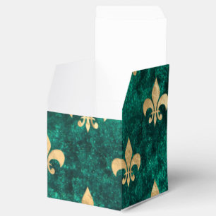 Caixinha De Lembrancinhas Veludo Verde Grunge Fleur De Lis Mardi Gras