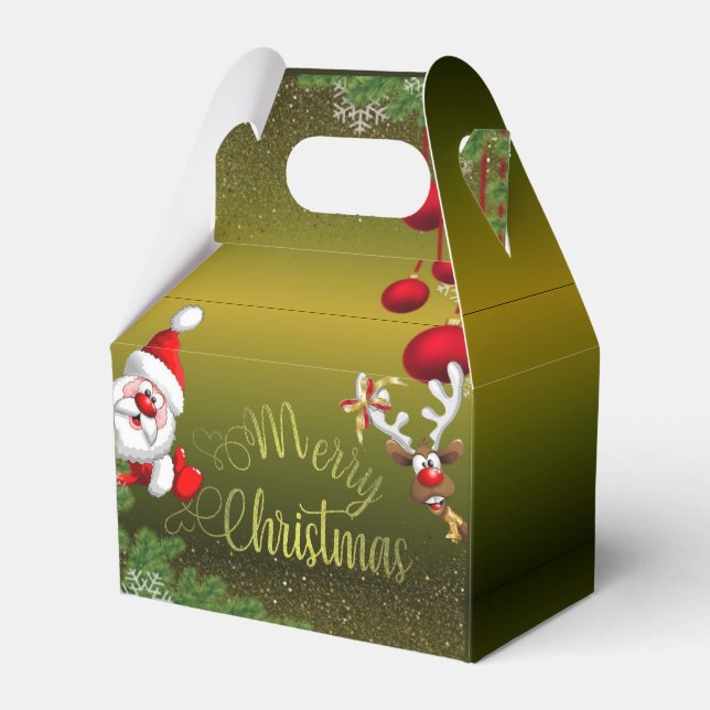 Caixinha De Lembrancinhas  verde degradado de papá Noel (Frente)