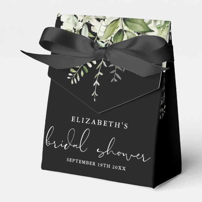 Caixinha De Lembrancinhas Verde Floral Chá de panela Preto E Branco (Frente)