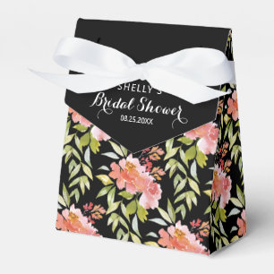 Caixinha De Lembrancinhas Verde Floral Luxuriante Chuva de Noiva Preto