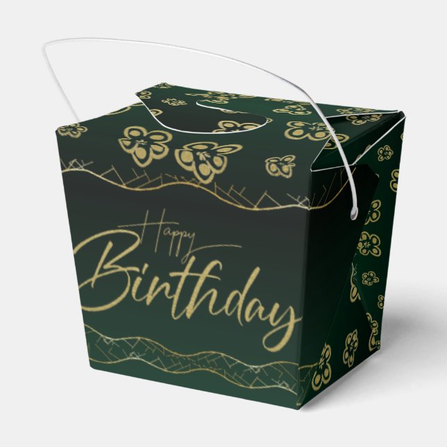 Caixinha De Lembrancinhas verde lindo para cumple con flores (Verso)
