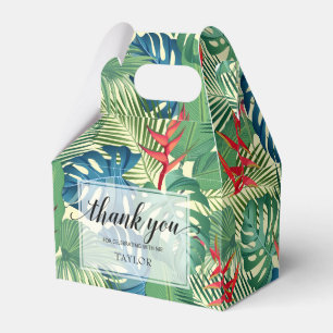 Caixinha De Lembrancinhas Verde Tropical Floral Obrigado
