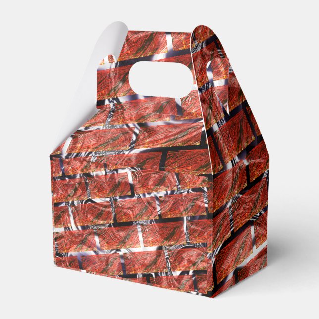 Caixinha De Lembrancinhas Vermelho, bolhas na grade ou efeito de tijolo? Met (Frente)