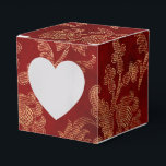 Caixinha De Lembrancinhas Vermelho Carmesim e Dourado Damask Vintage<br><div class="desc">Caixa de favores em damasco floral de veludo vermelho carmesim e dourado falso vintage.</div>
