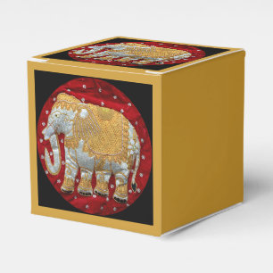 Caixinha De Lembrancinhas Vermelho Embellished e ouro do elefante indiano