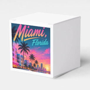 Caixinha De Lembrancinhas Viagem Miami Flórida Retro Neon Pôr do Sol