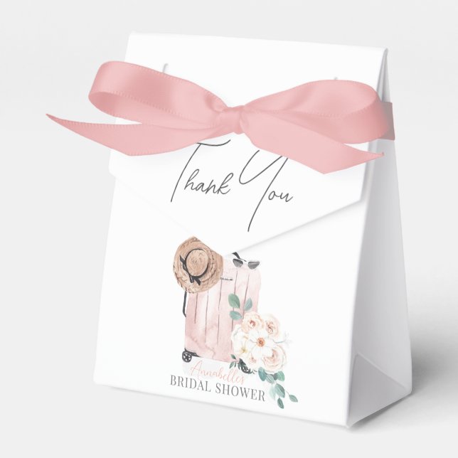 Caixinha De Lembrancinhas Viagem para a Sra. Chá de panela Rosa Suitcase (Frente)