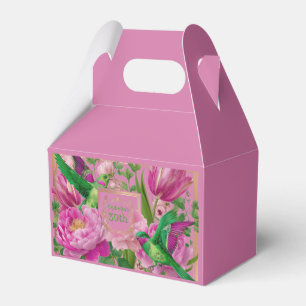 Caixinha De Lembrancinhas Vibrante Rosa e Verde Botânico