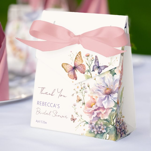 Caixinha De Lembrancinhas Vida das borboletas chá de panela floral (Lifetime of Butterflies floral bridal shower Favor Box bridal shower favors spring summer garden)