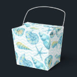 Caixinha De Lembrancinhas Vida Marinha Náuica Azul e Amarela<br><div class="desc">Caixa de favores temática de criaturas do oceano em aquarela.</div>