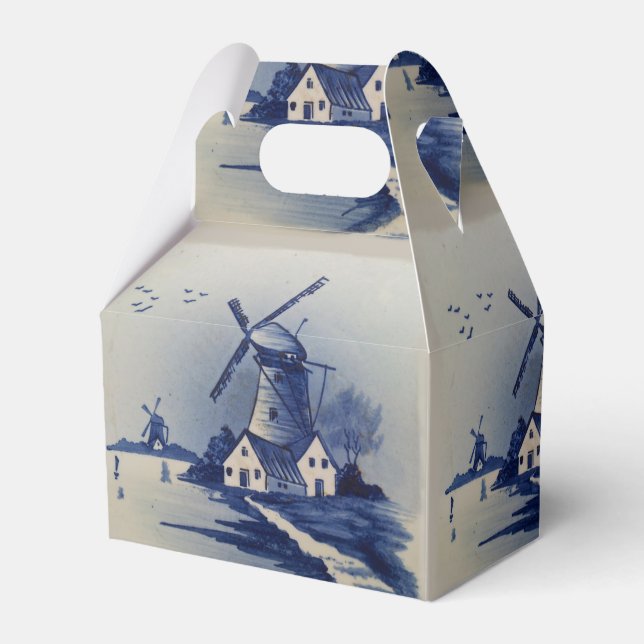 Caixinha De Lembrancinhas Vintage Blue White Delft Windmill (Frente)