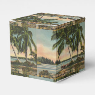 Caixinha De Lembrancinhas Vintage Coconut Palms Tropical Breeze Sunset