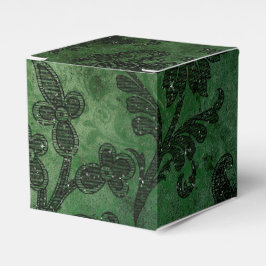 Caixinha De Lembrancinhas Vintage Damask Verde e Preto