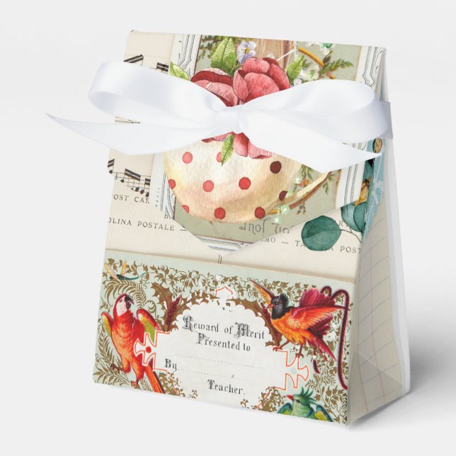 Caixinha De Lembrancinhas Vintage Ephemera Collage design (Frente)