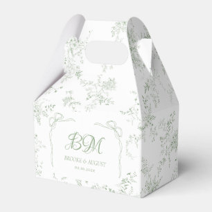 Caixinha De Lembrancinhas Vintage Floral Monograma Branco e Casamento Verde