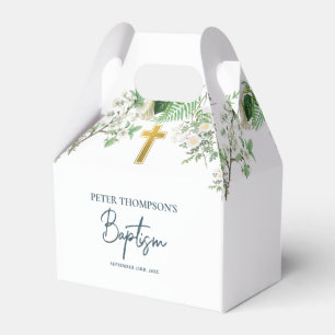 Caixinha De Lembrancinhas Vintage Floral Religiosa Dourada Cruzamento Batism