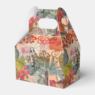 Caixinha De Lembrancinhas Vintage Flowers Hula Colorful Hawaiian Tropical