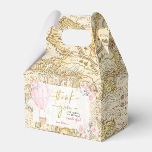 Caixinha De Lembrancinhas Vintage Map Pink Air Balloon OneMaravilhoso Aniver