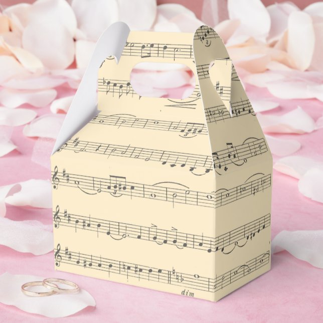 Caixinha De Lembrancinhas Vintage Music Notes Cream (Casamento)
