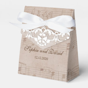 Caixinha De Lembrancinhas Vintage Music Sheet & Lace Wedding Personalizado