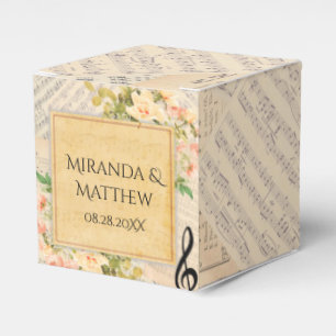 Caixinha De Lembrancinhas Vintage Musical Floral Wedding