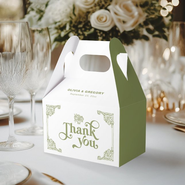 Caixinha De Lembrancinhas Vintage Olive Antique Frame Obrigado (Criador carregado)